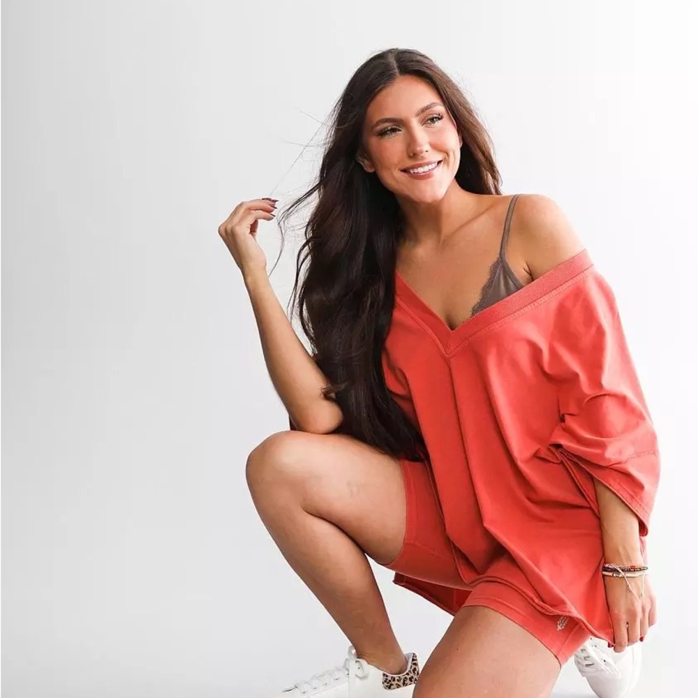 FP Movement by Free People Coral Off-Shoulder Top
